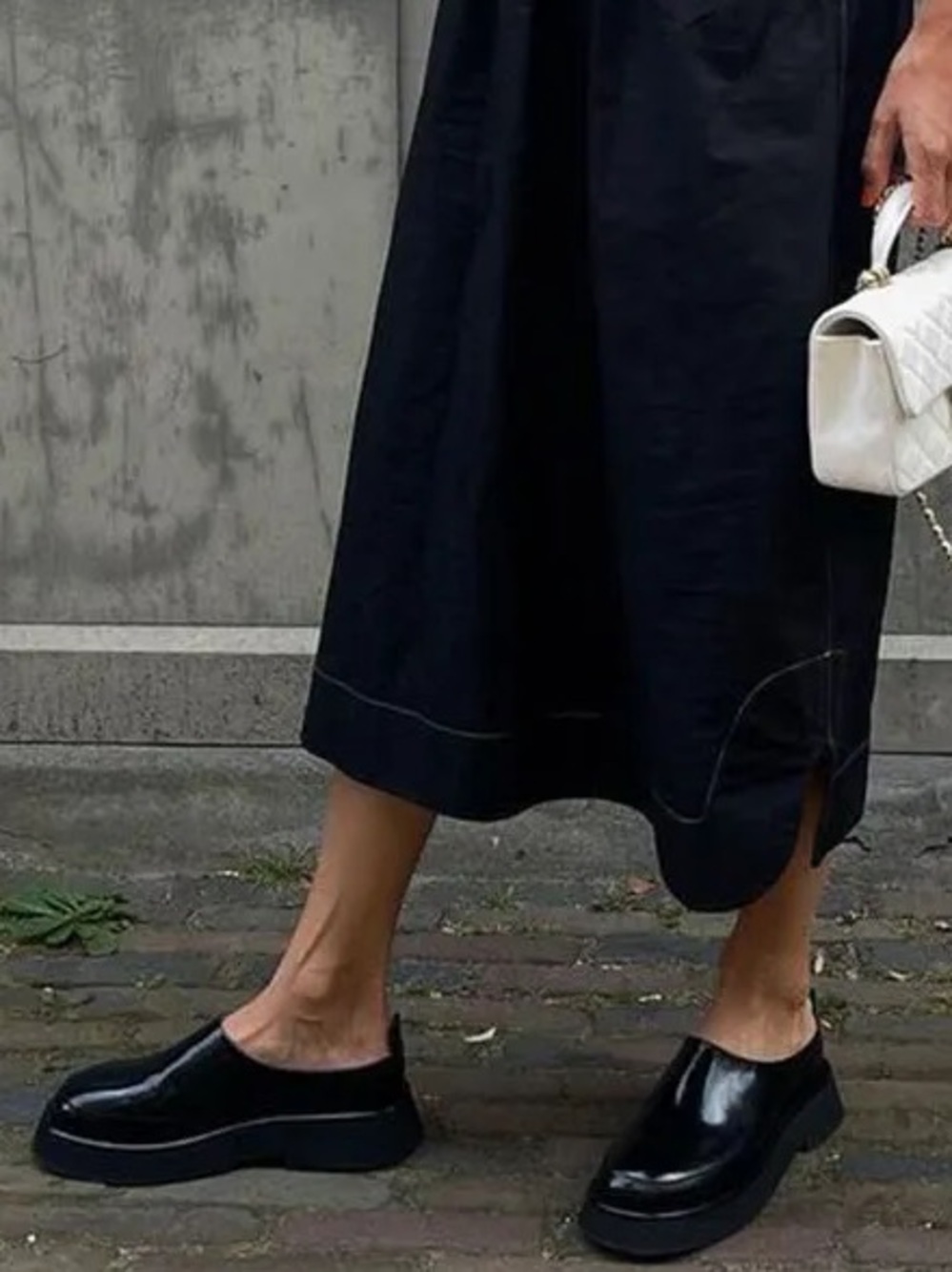 Wandler Rosa Black Gloss Leather Backless Loafers
